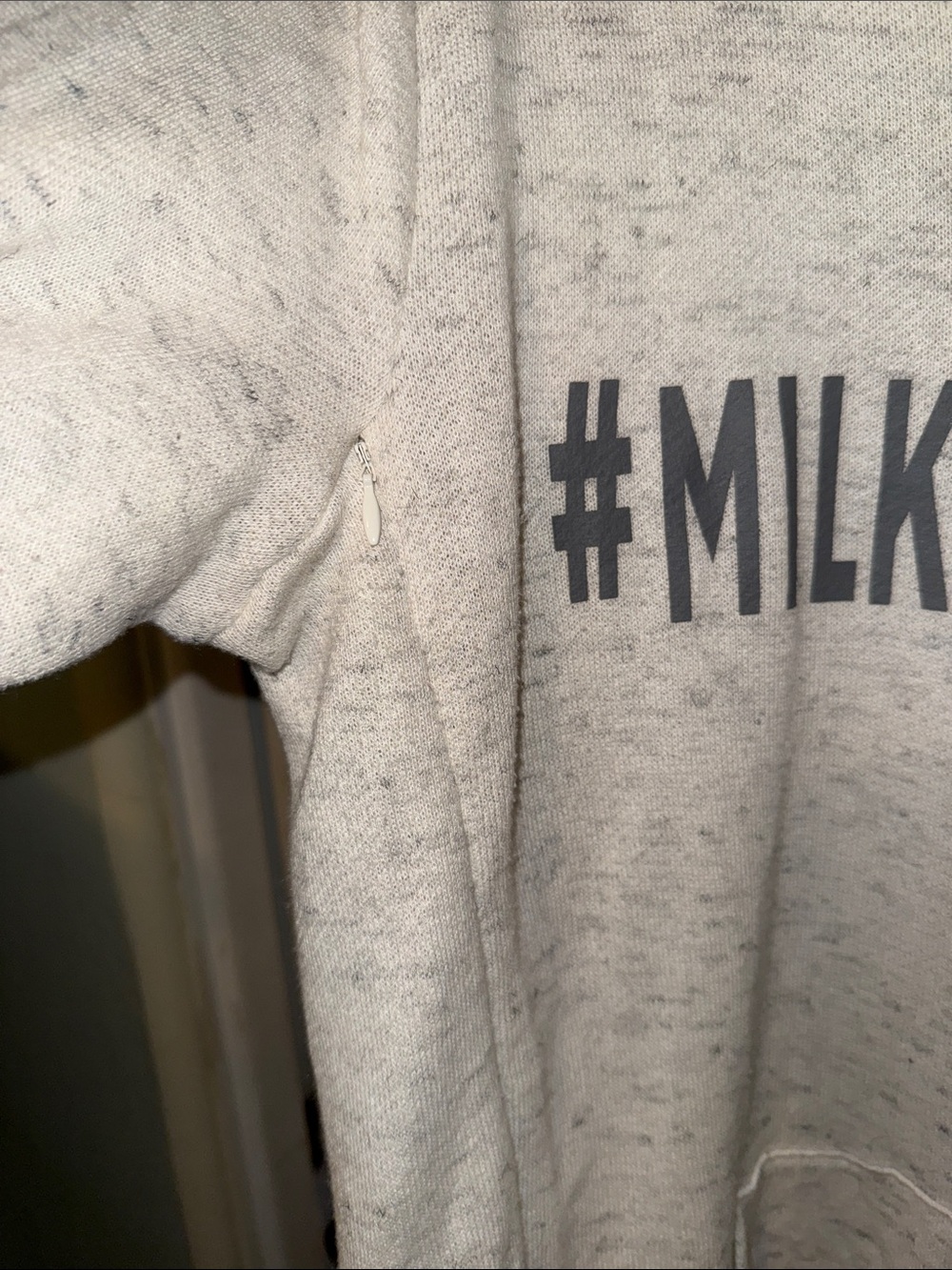 Motherhood White Heather "#MILKMACHINE" Nursing Hoodie - Picture 4 of 8